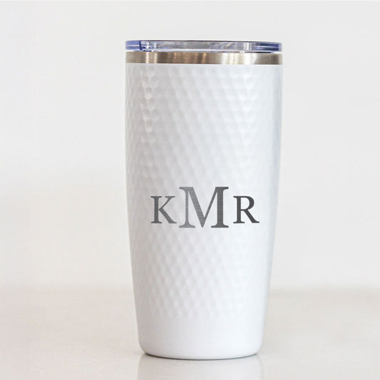 Personalized 3-Letter Monogram Tumbler – Custom Engraved 20oz Stainless Steel Cup with Classic Initial Design