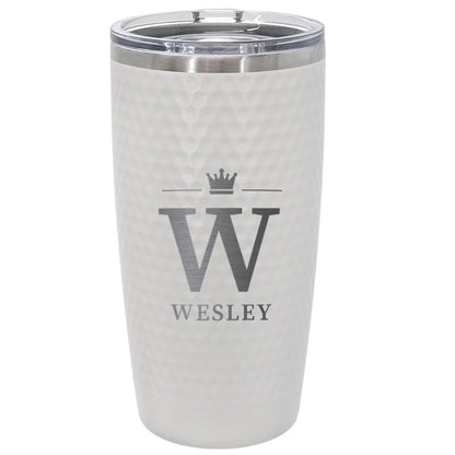 Personalized Crown Initial Tumbler – Custom Engraved 20oz Stainless Steel Name Cup with Royal Monogram Design