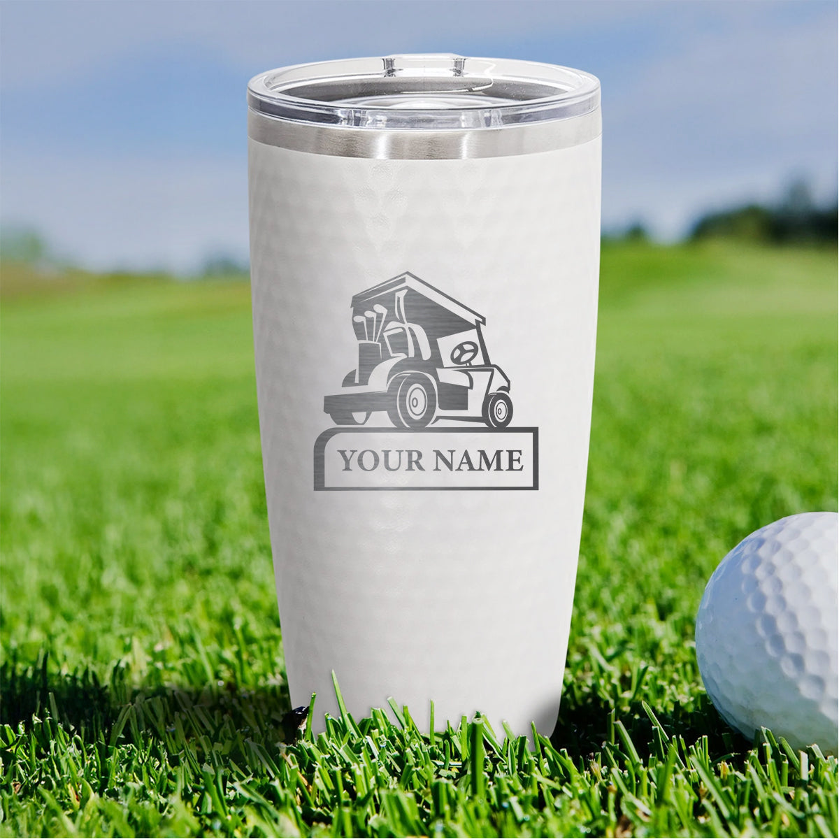 Personalized Golf Cart Tumbler – Custom Engraved 20oz Stainless Steel Cup with Name, Golf Gift for Players, Caddies, or Tournaments