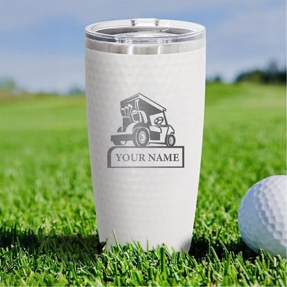 Personalized Golf Cart Tumbler – Custom Engraved 20oz Stainless Steel Cup with Name, Golf Gift for Players, Caddies, or Tournaments