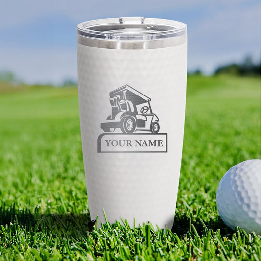 Personalized Golf Cart Tumbler – Custom Engraved 20oz Stainless Steel Cup with Name, Golf Gift for Players, Caddies, or Tournaments
