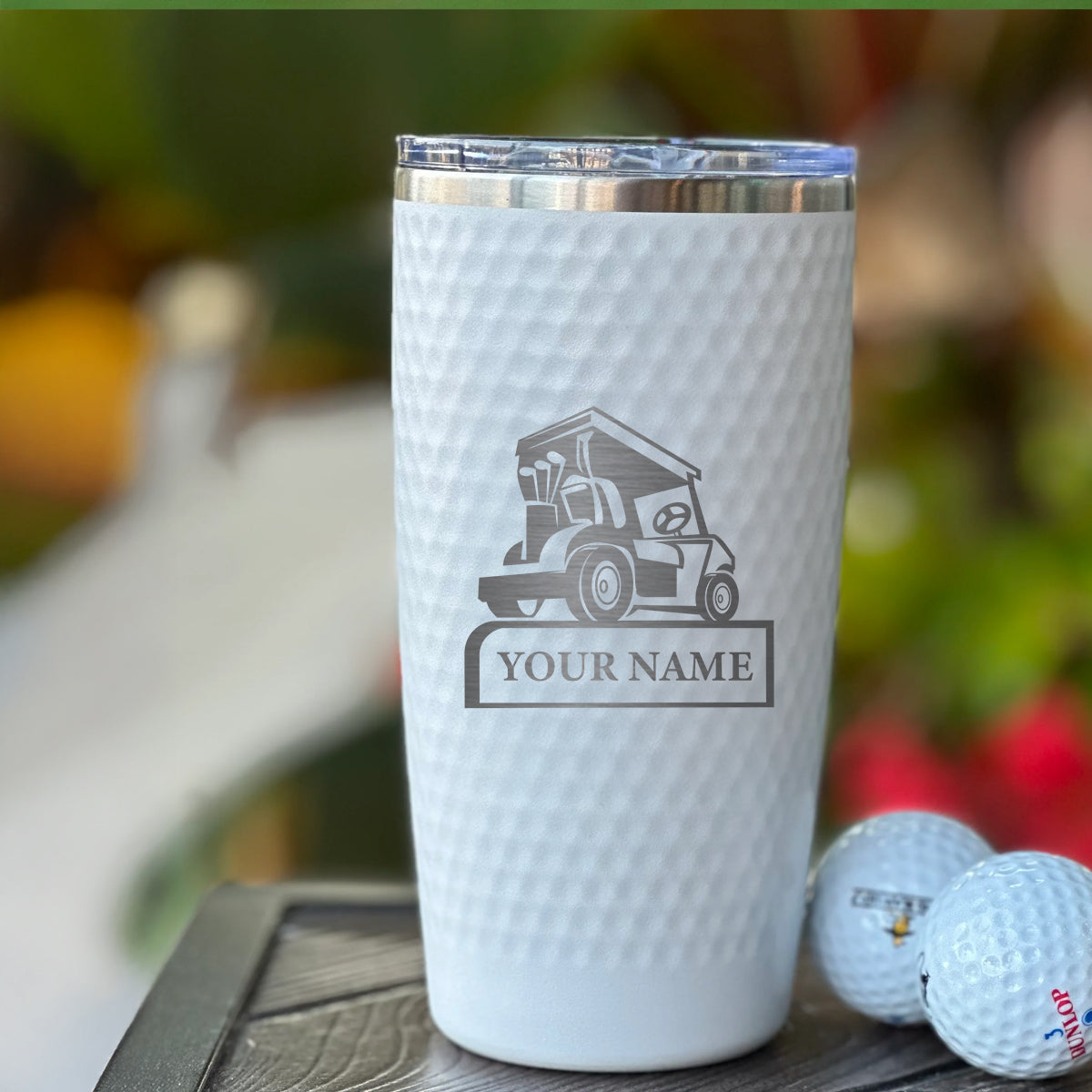 Personalized Golf Cart Tumbler – Custom Engraved 20oz Stainless Steel Cup with Name, Golf Gift for Players, Caddies, or Tournaments