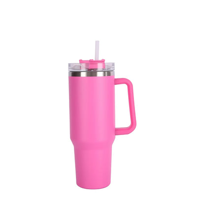 Wholesale Custom Logo 40oz Tumbler with Handle and Straw - hot pink