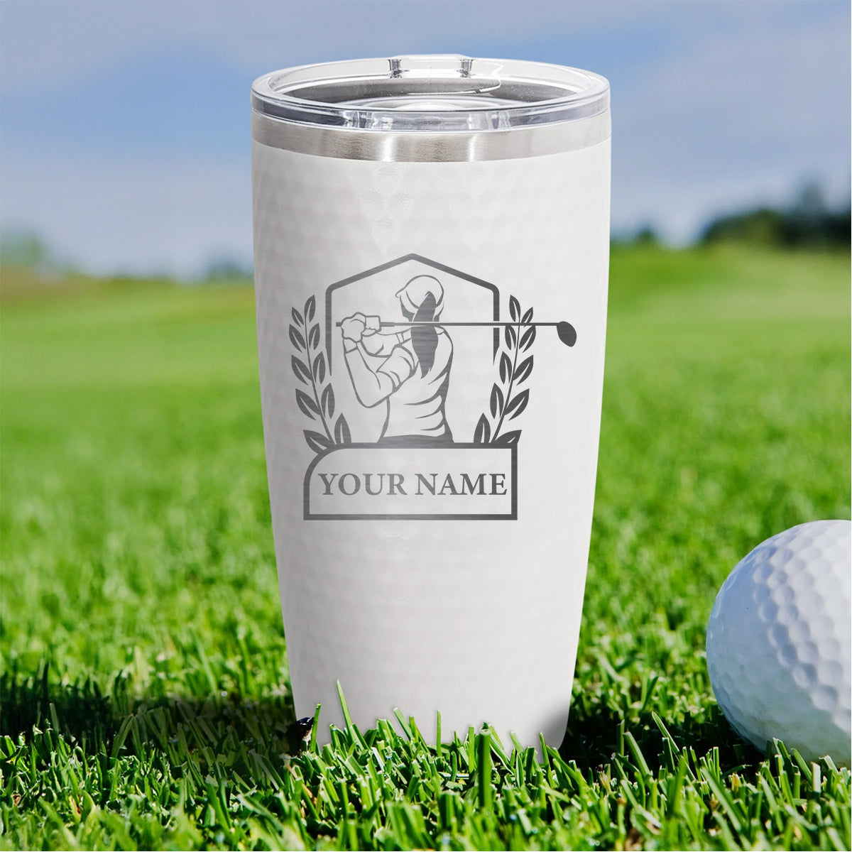 Personalized Tumbler for Women Golfers – Custom Name Engraved Lady Golfer Travel Mug, Gift for Female Golf Player or Coach