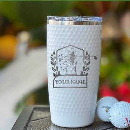 Personalized Tumbler for Women Golfers – Custom Name Engraved Lady Golfer Travel Mug, Gift for Female Golf Player or Coach