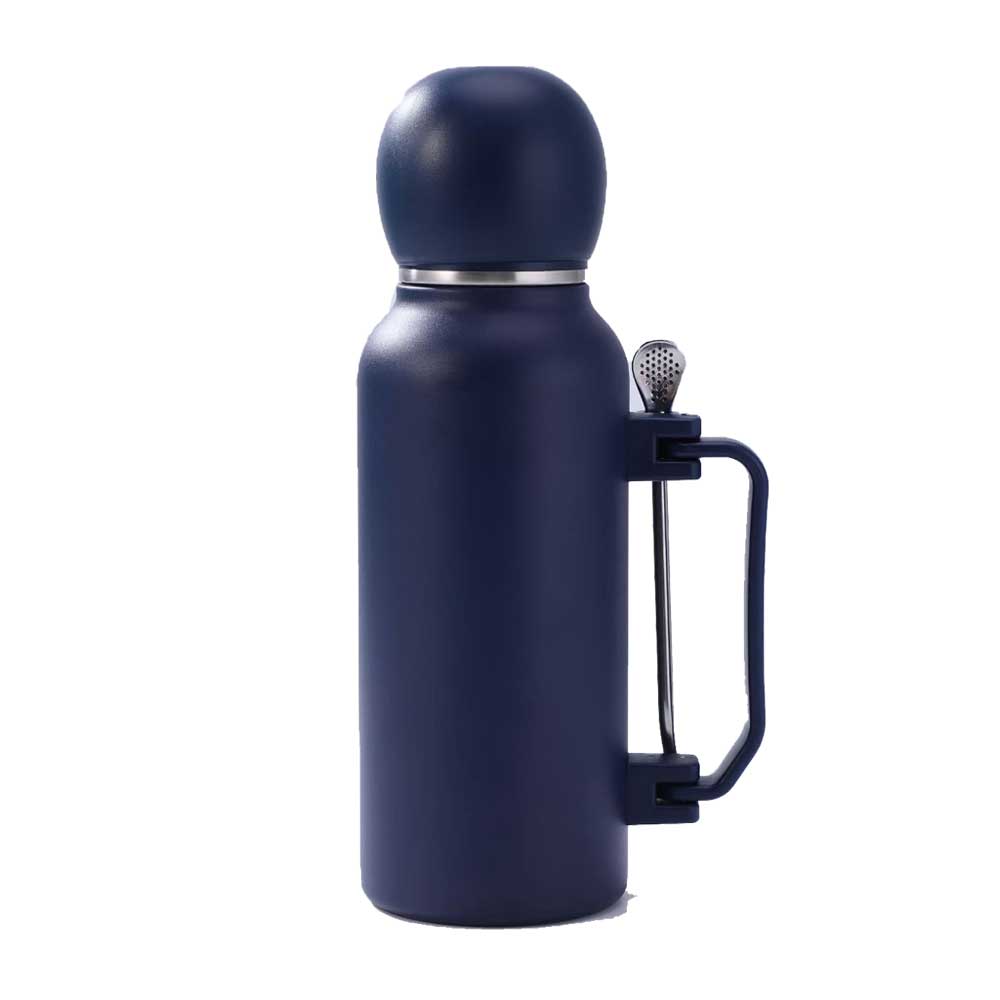 Wholesale Custom Logo 44oz Yerba Mate Insulated Bottle Set with Cup & Bombilla - navy-blue