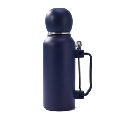 Wholesale Custom Logo 44oz Yerba Mate Insulated Bottle Set with Cup & Bombilla - navy-blue