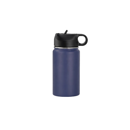 Wholesale Custom Logo 12oz Stainless Steel Water Bottle with Flip Straw - navy-blue