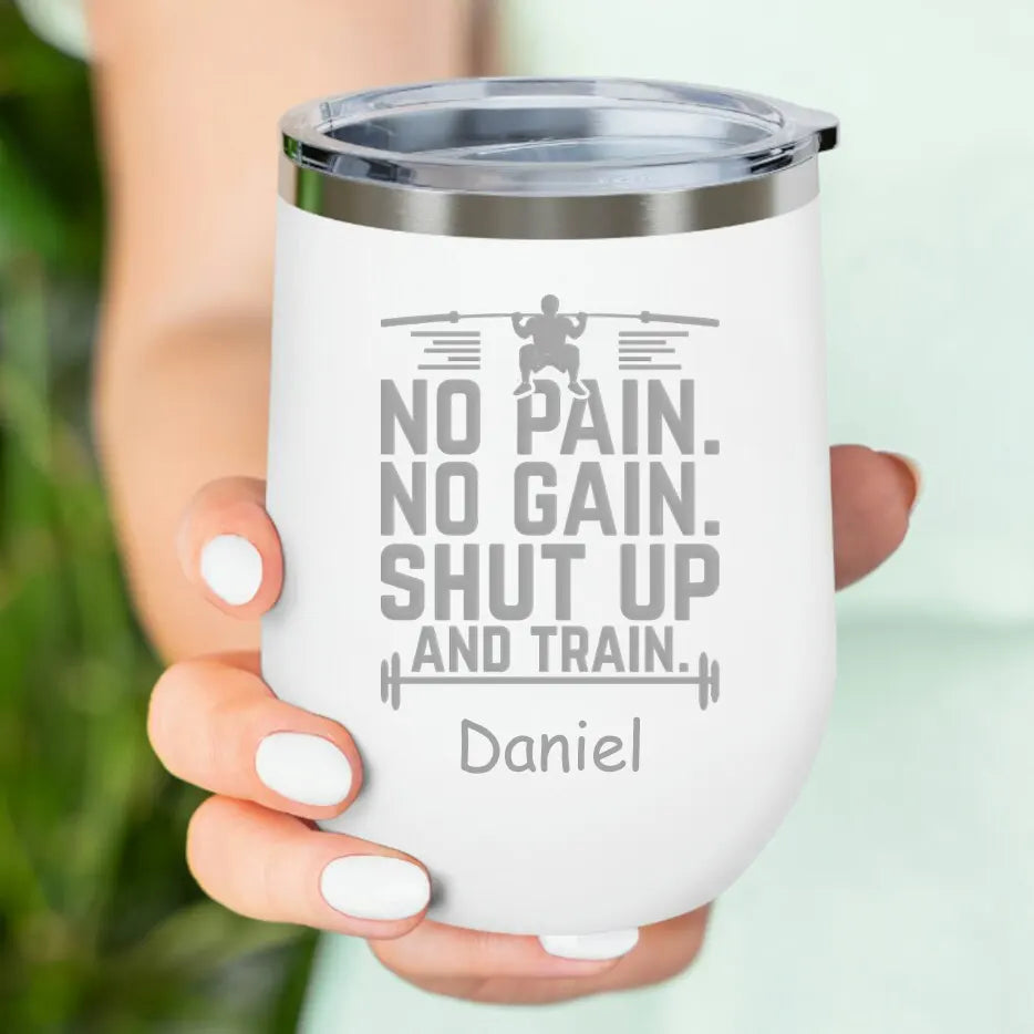 No Pain No Gain Crossfit 12oz Personlaized Coffee Mug Name Engraved Tumbler
