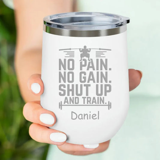No Pain No Gain Crossfit 12oz Personlaized Coffee Mug Name Engraved Tumbler