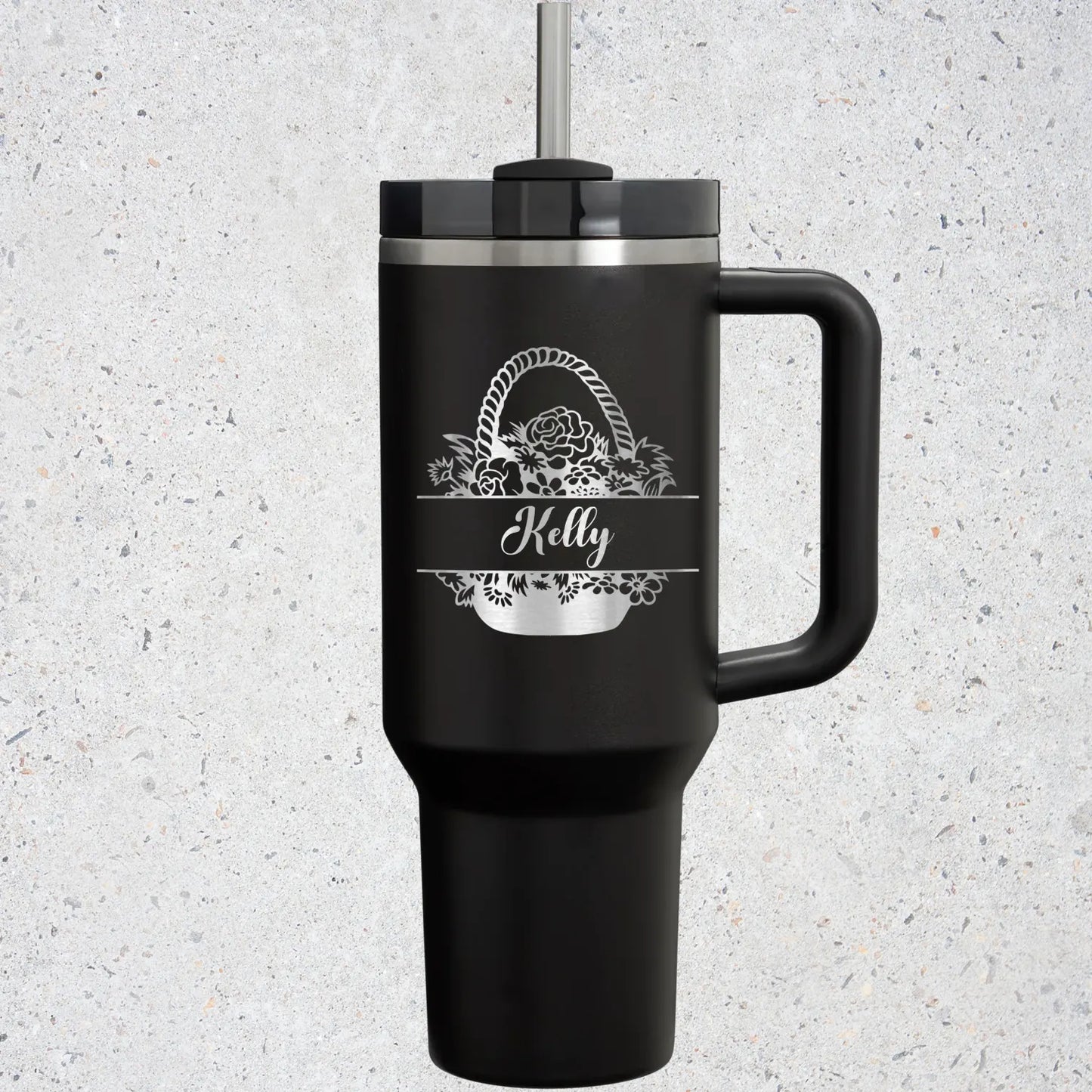 Personalize 40oz Floral Name Tumbler