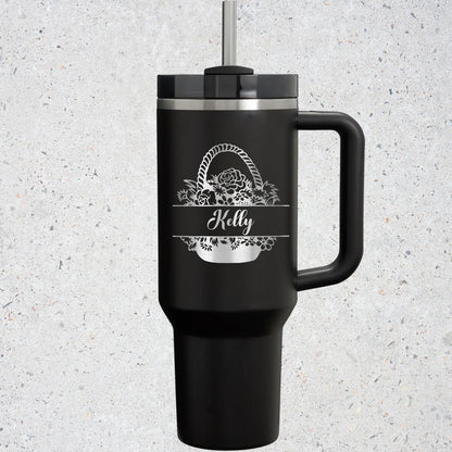 Personalize 40oz Floral Name Tumbler