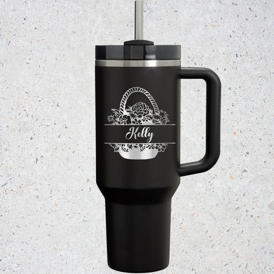 Personalize 40oz Floral Name Tumbler