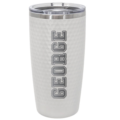 20oz Custom Name White Tumbler – Personalized Textured Cup