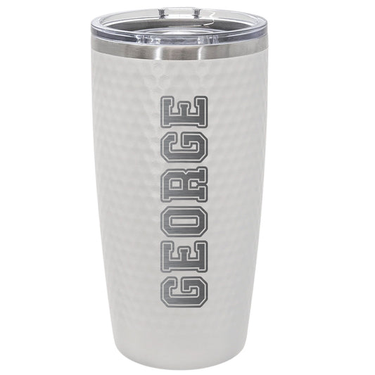 20oz Custom Name White Tumbler – Personalized Textured Cup