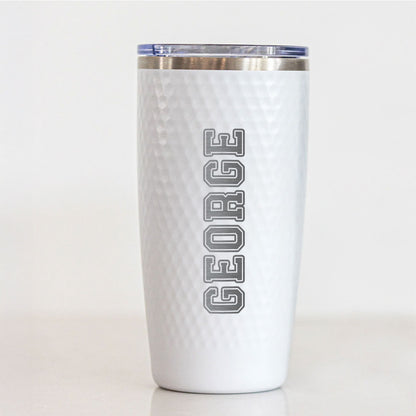 20oz Custom Name White Tumbler – Personalized Textured Cup