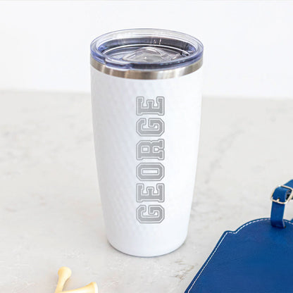 20oz Custom Name White Tumbler – Personalized Textured Cup