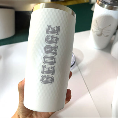 20oz Custom Name White Tumbler – Personalized Textured Cup