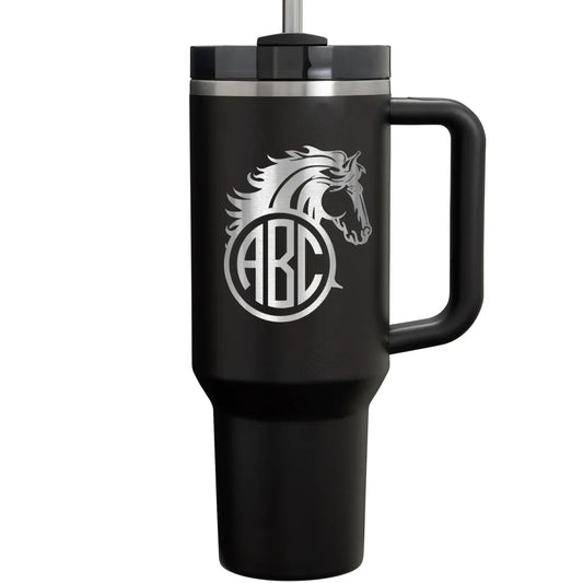 Custom 40oz Horse  Intital Name Tumbler