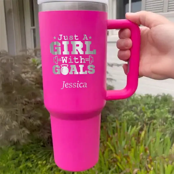 Just a Girl with Goals - Personalized 40oz Workout Tumbler with Lid and Straw