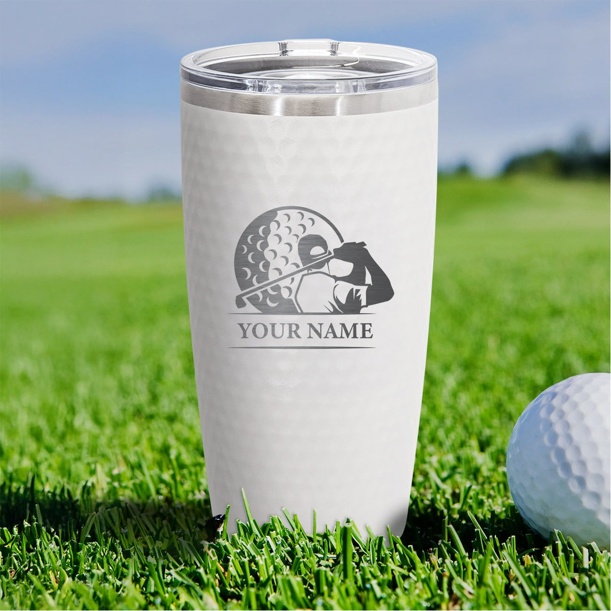 Personalized Golfer Tumbler with Name – Custom Laser Engraved Golf Swing Travel Cup, Gift for Men Women Golfers, Golf Team, Coach or Dad