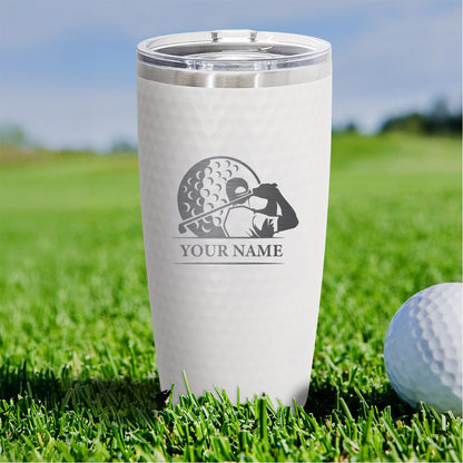 Personalized Golfer Tumbler with Name – Custom Laser Engraved Golf Swing Travel Cup, Gift for Men Women Golfers, Golf Team, Coach or Dad