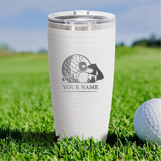 Personalized Golfer Tumbler with Name – Custom Laser Engraved Golf Swing Travel Cup, Gift for Men Women Golfers, Golf Team, Coach or Dad