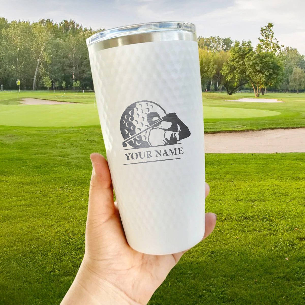 Personalized Golfer Tumbler with Name – Custom Laser Engraved Golf Swing Travel Cup, Gift for Men Women Golfers, Golf Team, Coach or Dad