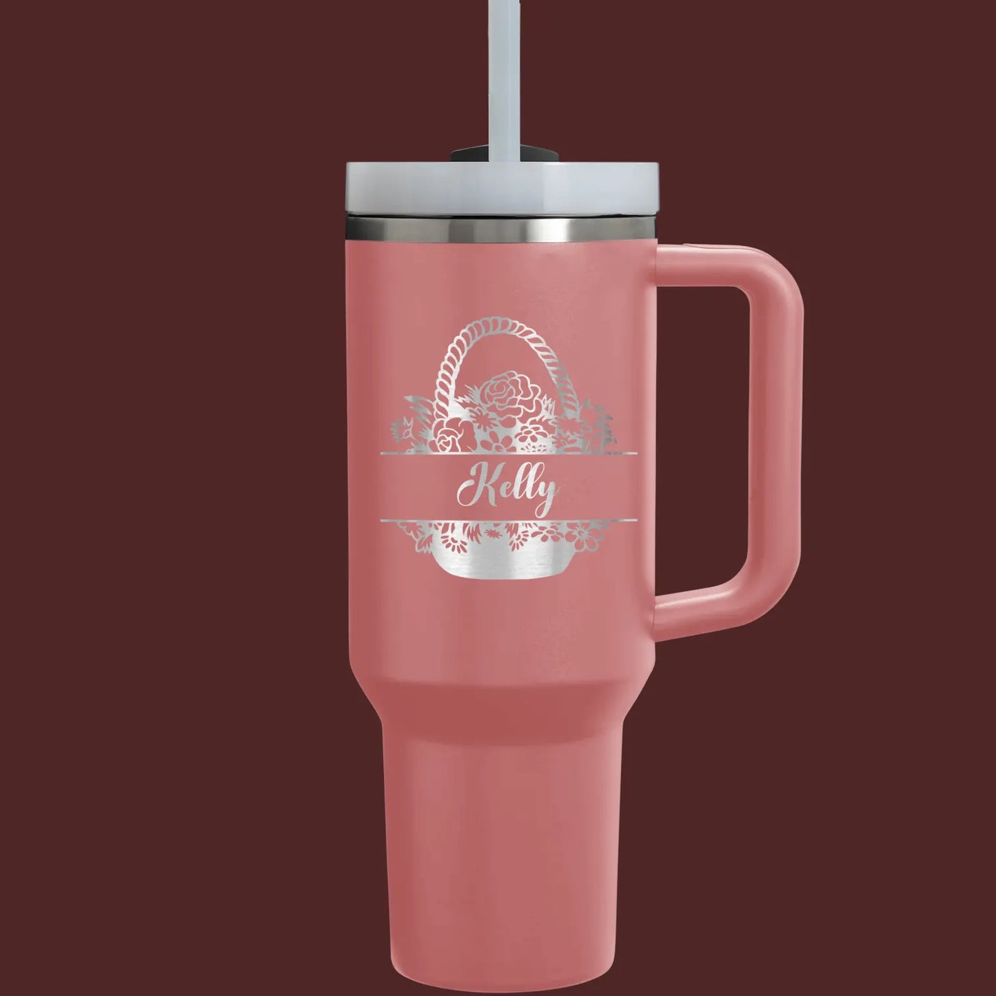 Personalize 40oz Floral Name Tumbler