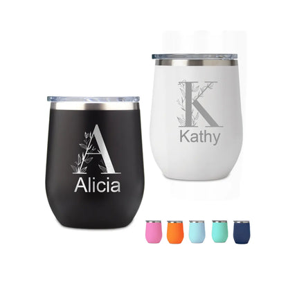 Personalize 12oz Wine Tunbler Engraved Monogram Name Tumbler
