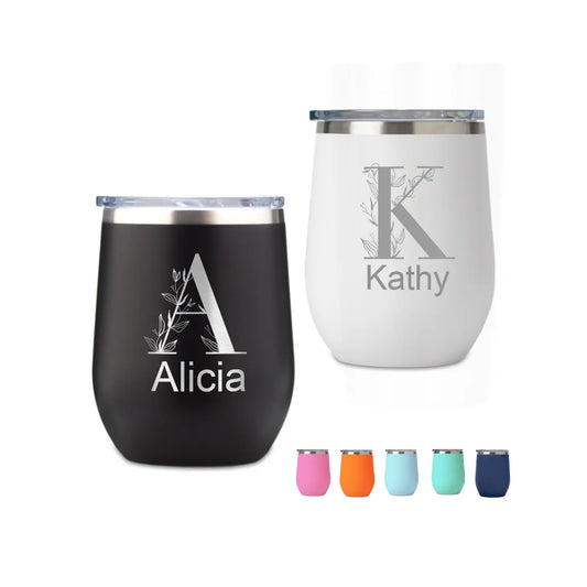 Personalize 12oz Wine Tunbler Engraved Monogram Name Tumbler