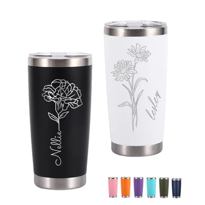 Personalize 20oz Birth Month Flower Name Tumbler