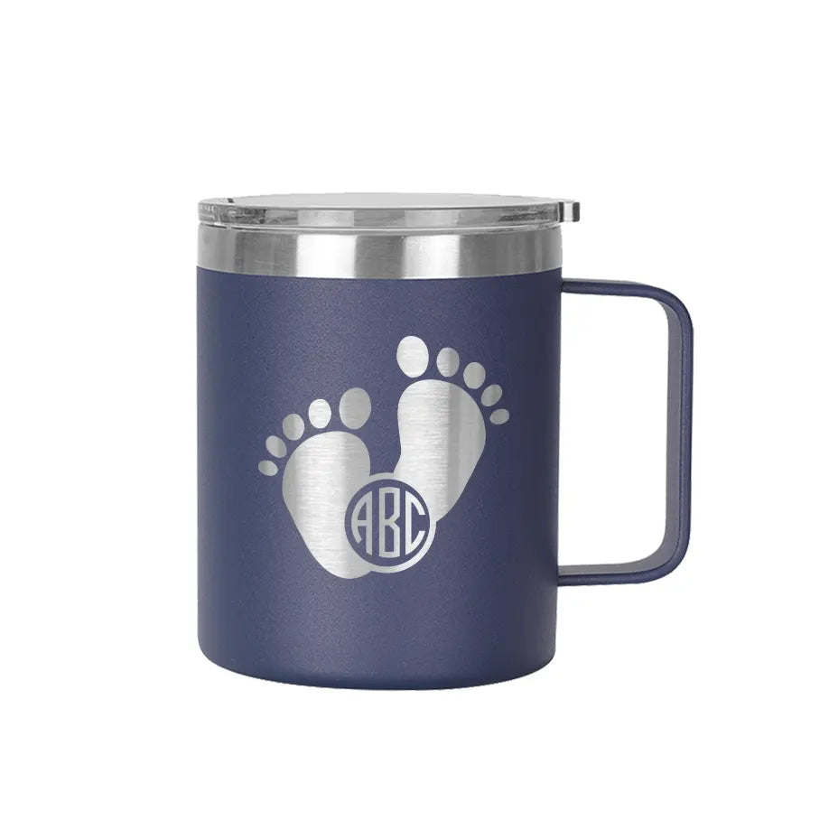 Personalize 12oz Baby Footprint Name Tumbler Mug with Handle