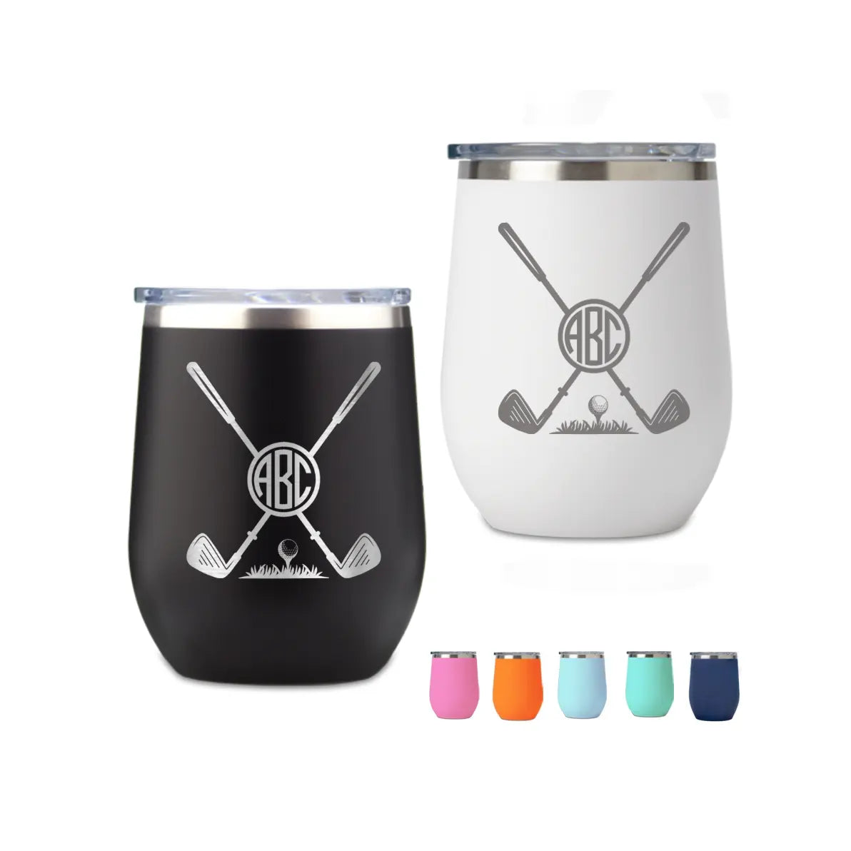 Custom 12oz Golf Intital Name Tumbler Coffee Mug