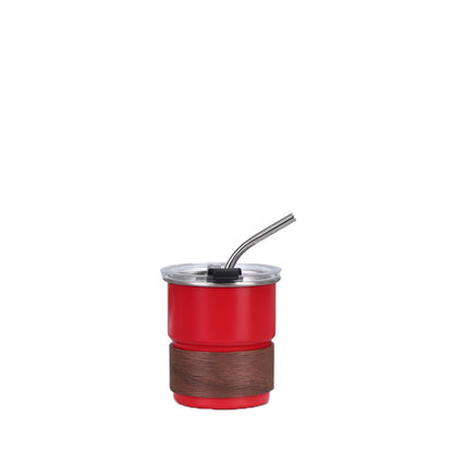 Wholesale Custom Logo 10oz Wood Sleeve Lowball Tumbler - red