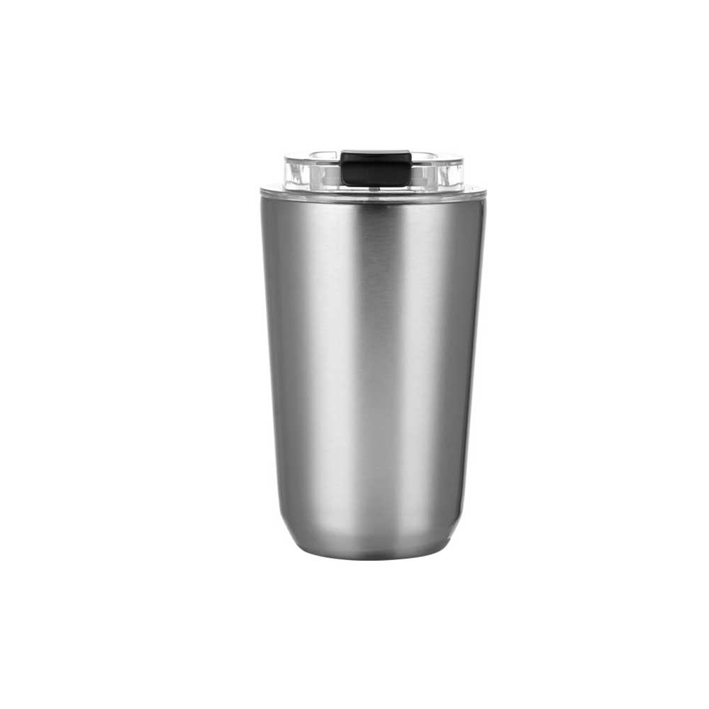 Wholesale Custom Logo 12oz Insulated Travel Tumbler Flip-Top Lid - silver