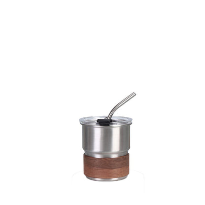 Wholesale Custom Logo 10oz Wood Sleeve Lowball Tumbler - silver