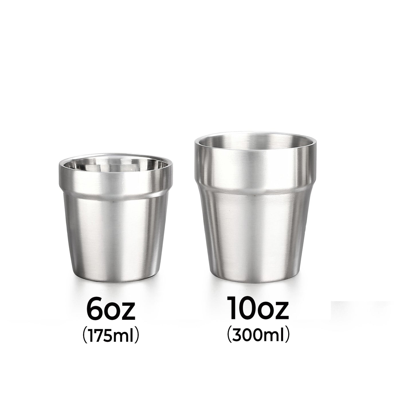 Wholesale Custom Logo  6oz 10oz Stackable Stainless Steel Tumbler - silver