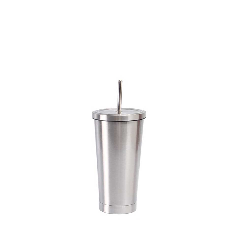 Wholesale Custom Logo 17oz Stainless Steel Straw Tumbler - silver