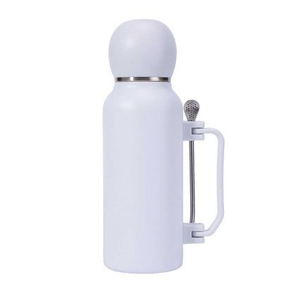 Wholesale Custom Logo 44oz Yerba Mate Insulated Bottle Set with Cup & Bombilla - white