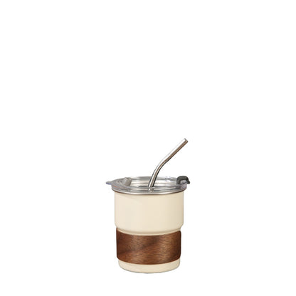 Wholesale Custom Logo 10oz Wood Sleeve Lowball Tumbler - white